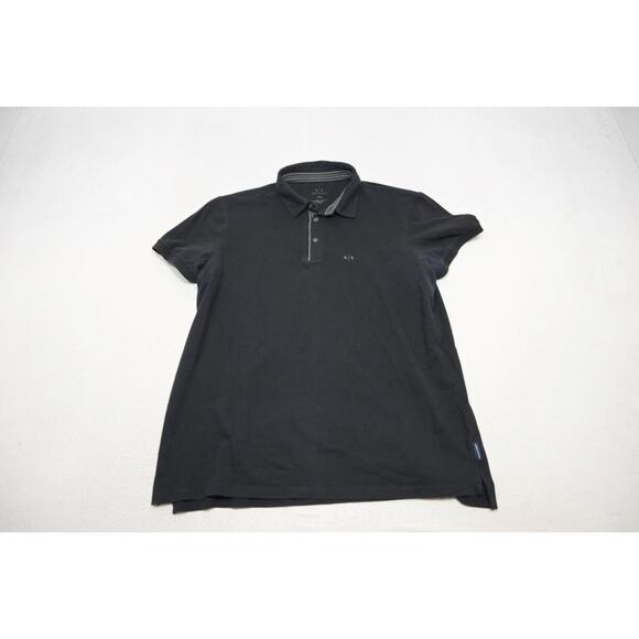 Armani Exchange AX Designer Polo Shirt Slim Fit Black Short Sleeve Mens 2XL XXL - Picture 5 of 14